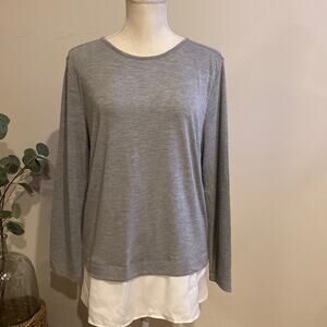 Women's J. Crew Gray & Cream Mixed Media Tunic XLarge